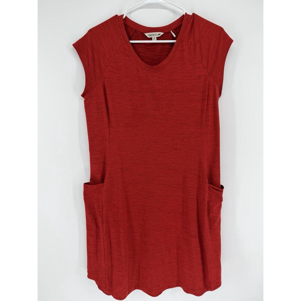 Toad & Co Windmere II Short Sleeve Dress Medium Red Pockets Outdoors Hiking